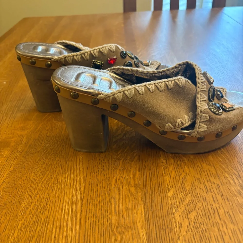 Mou jewel wood heel sandals - Picture 2 of 8